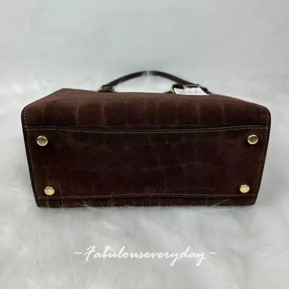 Coach Maggie Small Tote Bag Xbody CCC71 Crocodile-embossed Suede/Gold/Maple NWT - Picture 7 of 9